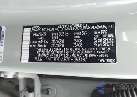 2023 Hyundai Santa Cruz Sel Premium z USA, uszkodzony, nr VIN 5NTJDDAF7PH053487